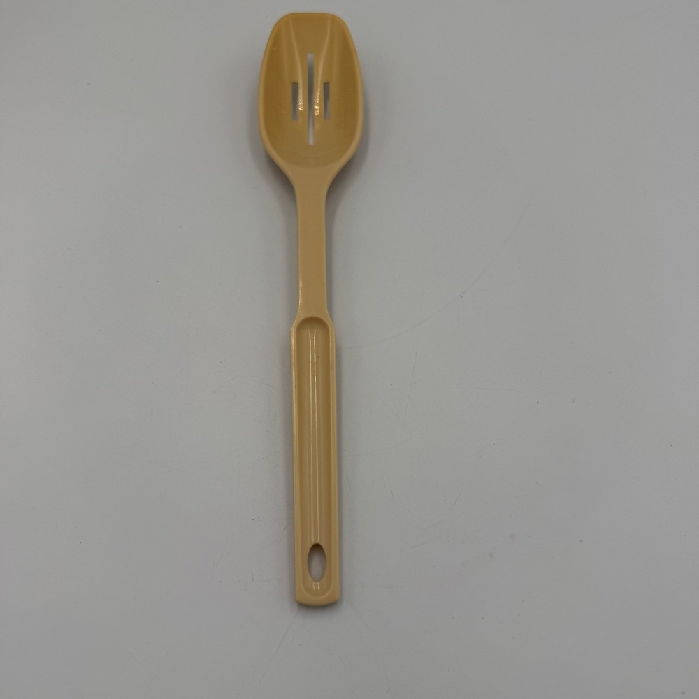 Lustro Ware Vintage Slotted Spoon Plastic Tan Harvest Kitchen Utensil 11.75"